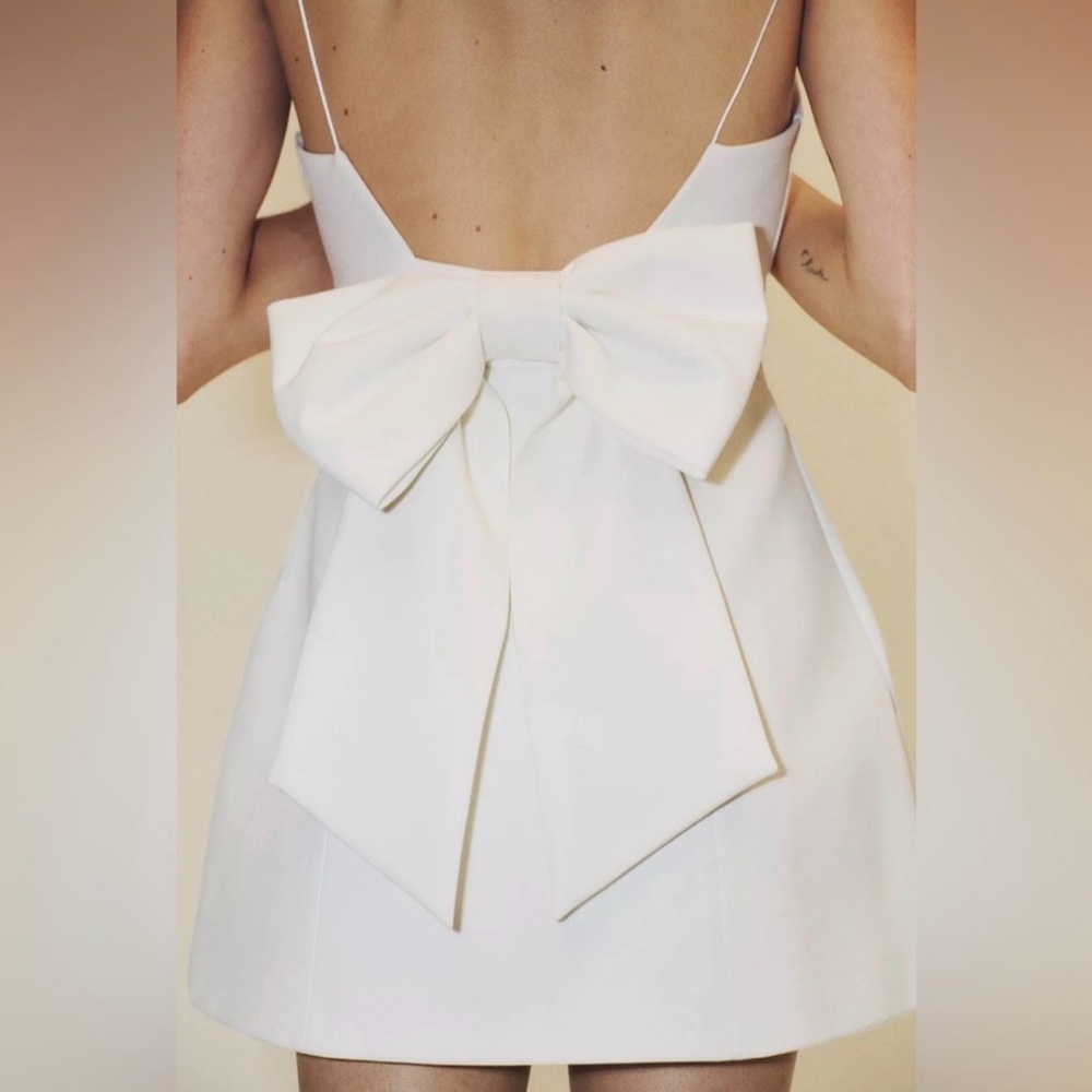 Zara White Bow Mini Dress
